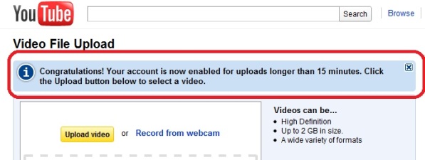 Upload Videos Longer Than 15 Minutes: YouTube!