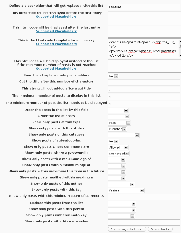 plugin settings How To Show A WordPress Post As Featured Article
