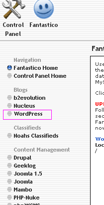 Setup your blog/website in minutes: Install WordPress fantastico wordpress Setup your blog/website in minutes: Install WordPress