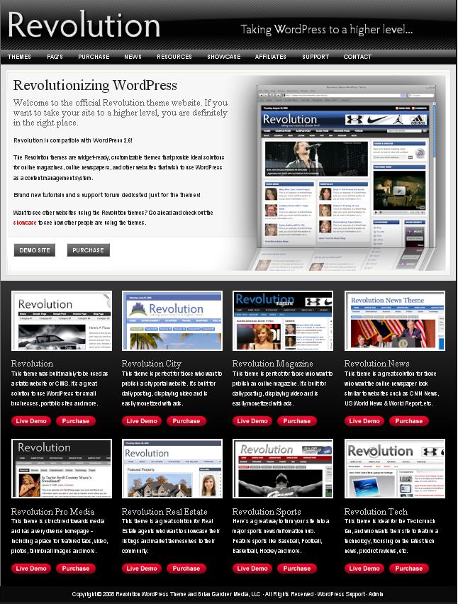 Brian Gardner Revolution theme site 30 oct 2008 Brian Gardners Revolution theme(s) going open source