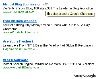 AdSense Google Checkout rollover AdSense Ad feature    Google Checkout symbol